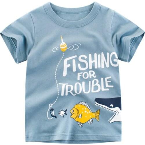 Summer Baby Boys Cartoon T-Shirts Kids Fashion Clothes Girls Cotton Short Sleeves Shark Printed T-Shirt Tee Toddler Shirts Tops