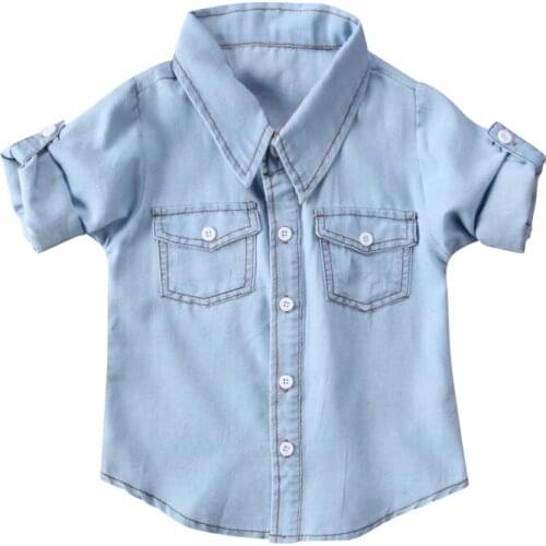 Fashion Cute Toddler Happy Kids Baby Infant Boys Girls Clothes Denim Blouse Tops Children Blouses Clothing
