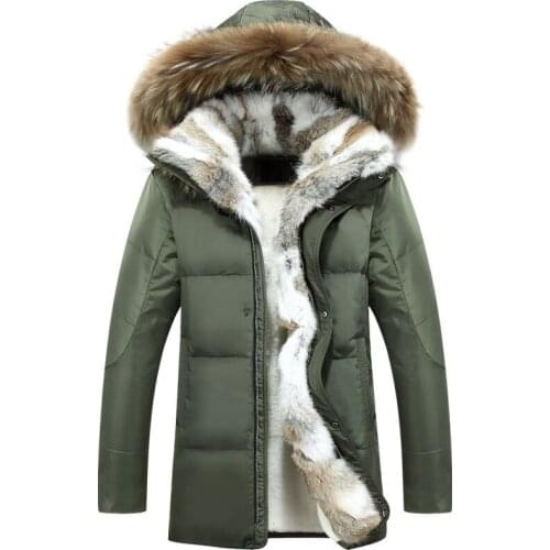 2019 Winter Jacket Men Cotton Coat Parkas Male Jacket Thickened Warm Rabbit Fur collar Raccoon fur Hooded Size S-XXL 3XL 4XL 5XL