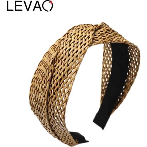 LEVAO Solid Colors Hand-woven Wide Size Headband Fashion Hairband Bezel Turban Women Girls Hair Accessories Hair Hoop Wholesale