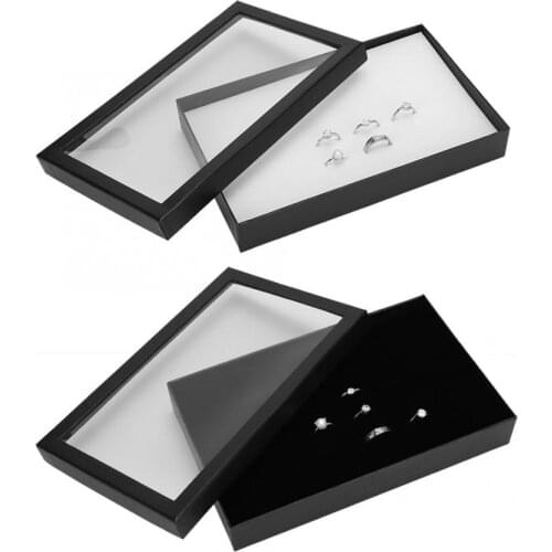 Transparent Window PVC 36 Slots Ring Box Tray Storage Case Earrings Jewelry Display Holder Organizer Practical Show Case Tray