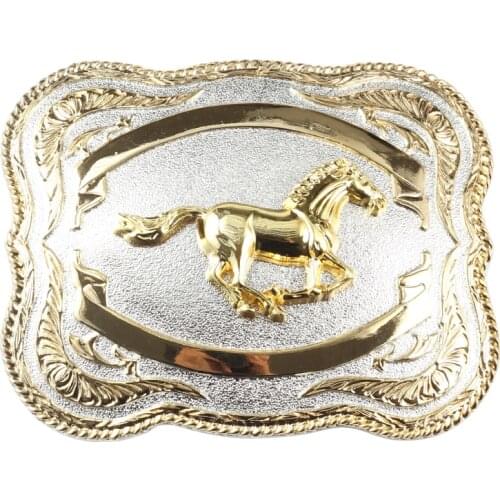 Western Style Horses Cowboy Belt Buckle Large Accessory Width 3.8cm Double Color
