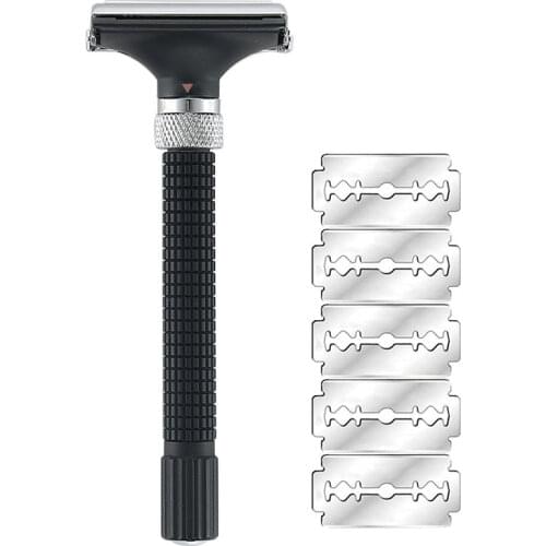 YINTAL Adjustable Butterfly Open Double Edge Safety Razor Black Silver Color Matching Fashion Design Shaver