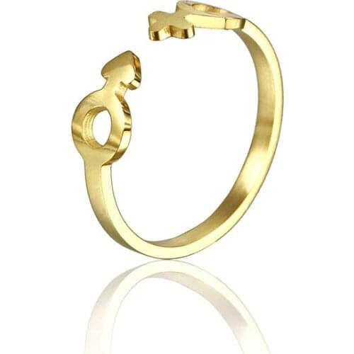 RIR Stainless Steel Gold Gender Symbol Charm Ring Creative Design For Men Women Gene Love Couple Ring Send Her Jewelry Gift