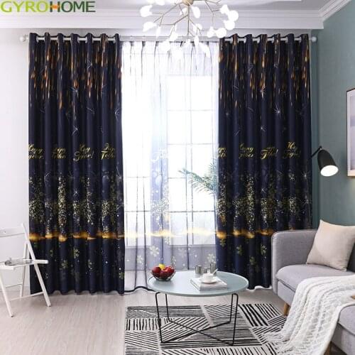 Christmas Printed Blackout Curtain For Living Room Fawn Treatments Modern Voile Drape Window Curtains