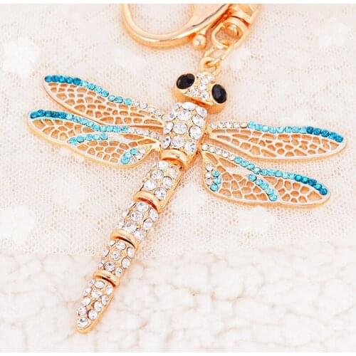 Hand-set Diamond Cartoon Dragonfly Pendant Beautiful Work Dragonfly Set Diamond Key Chain Bag Car Pendant