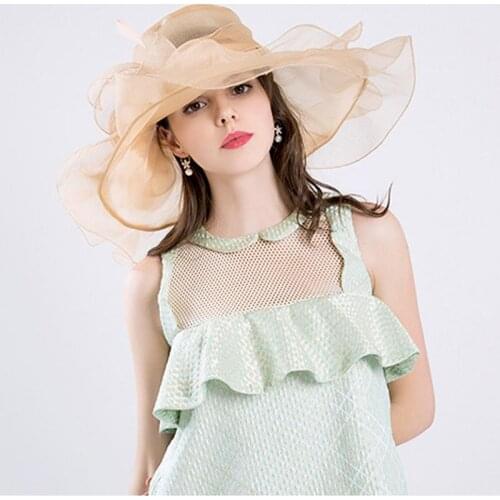 Womens New Womens Fashion Summer Cap Elegant Wild Sun Hat Bridal Wedding Hat Wide Brim Sunhat Hot Sale