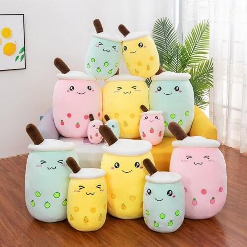 Cute milk tea soft doll real-life bubble tea plush toy boba fruit tea cup pillow cushion kids toys birthday gift