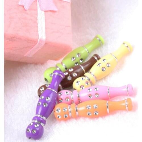 Mix Vintage Silver Stripe Acrylic Spacer Beads For Bracelet Necklace Jewelry Making DIY 35x8mm 50pcs/lot 2018 New