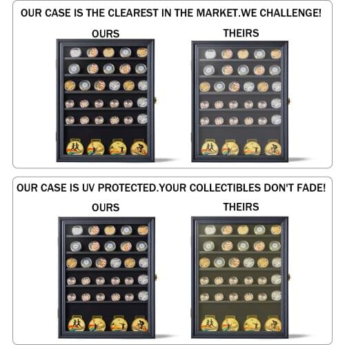 Souvenir Coin Display Cabinet Medal Rack Cassette Black