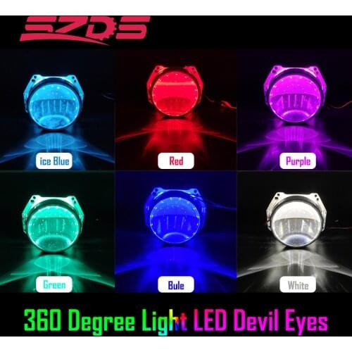 Demon Eye Led Light Devil Eyes For 3 2.5 Inch Car Head light Projector Lens Motorcycle HID Xenon Hella Q5 WST 360 Degree SMD