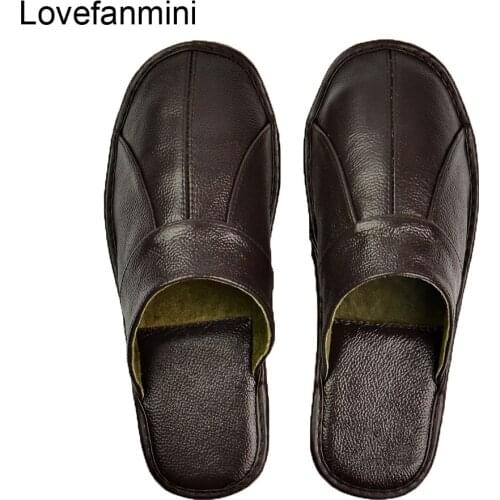 Genuine Cow Leather slippers couple indoor non-slip men women home fashion casual single shoes PVC soft soles spring summer 505