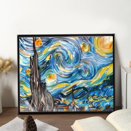 UNIQUILLING 3D Starry Sky Quilling Paper Paintings with Frame Wall Decor DIY Quilling Paper Craft Gifts DIY Quilling Paper Tools