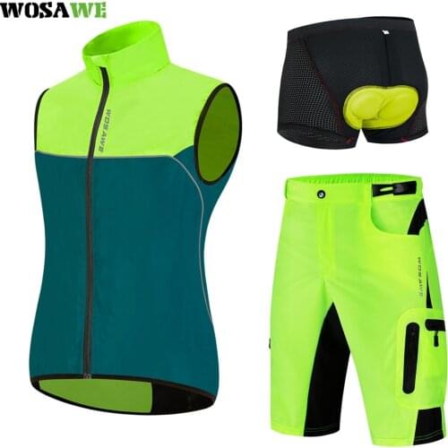 WOSAWE Sleeveless Cycling Jersey Waterproof Team Race Tops Summer Bike Shirt Breathable Quick Dry MTB Gel Pad Underwear 5D