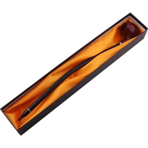Vintage Long Stem Wooden Carved Smoke Pipes Resin Cigarette Holder Gift Box Long Tong Smoking Pipe Cigarette Smoke Accessories