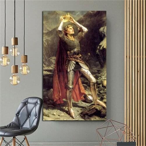 King Arthur British Royalty Folklore Vintage Poster Office Art Canvas Print Wall Picture Modern Home Room Wall Decoration