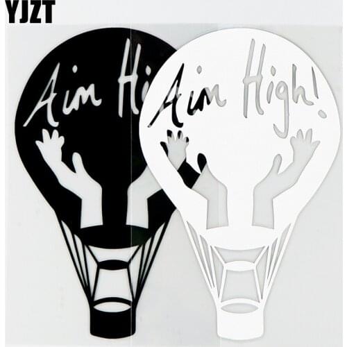 YJZT 10×15.5CM Aim High Interesting Car Sticker Hot Air Balloon Vinyl Decals Black / Silver 10A-0640