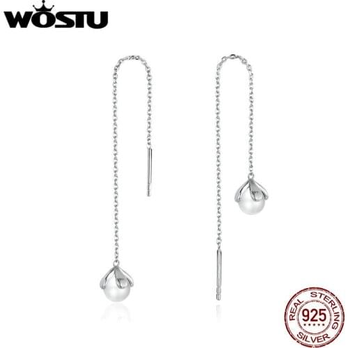 WOSTU 925 Sterling Silver flower Simple Stud Earrings For Girls Women Gift Personalized Hollow Heart Sweet Wedding Party Jewelry