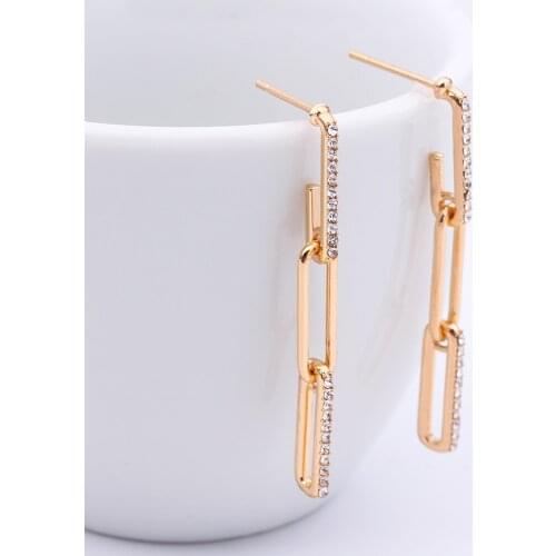 Women Earrings Fashion Trendy Earrings Symmetrical Chain Shaped Stud Earrings Pendant Gold Color Sweet Surprise for Girlfriend
