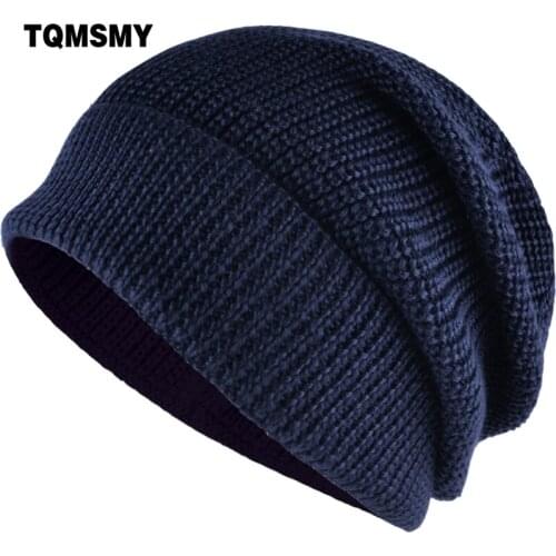 TQMSMY Unisex Winter Men and Women Real Wool Knitted Beanies Hat Cap Skullies for Woman Hats solid color Ski Flanging Cap TMS96