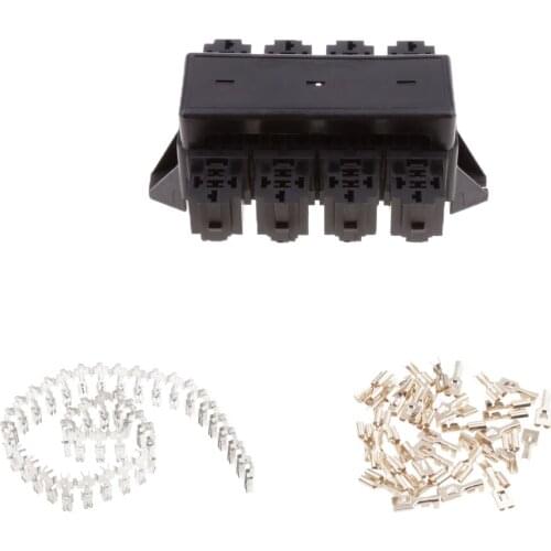1 Pcs Car Auto 20 Blade Fuse Holder & 8-way Relay Socket Block Assortment Electronic Parts Plastic 6.9x4.9x2.2