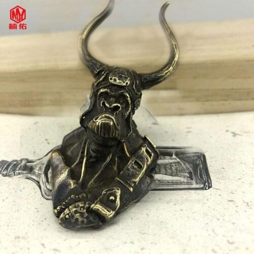 1PC EDC Paracord Beads Bull Demon King Retro Brass Copper Lanyard Pendants Knife Beads Umbrella Rope Cord Necklace Bracelet Bead