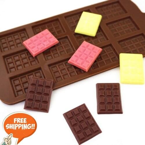 1PCS Silicone Mold 12 Cells Chocolate Mold Fondant Patisserie Candy Bar Mould Cake Mode Decoration Kitchen Baking Accessories