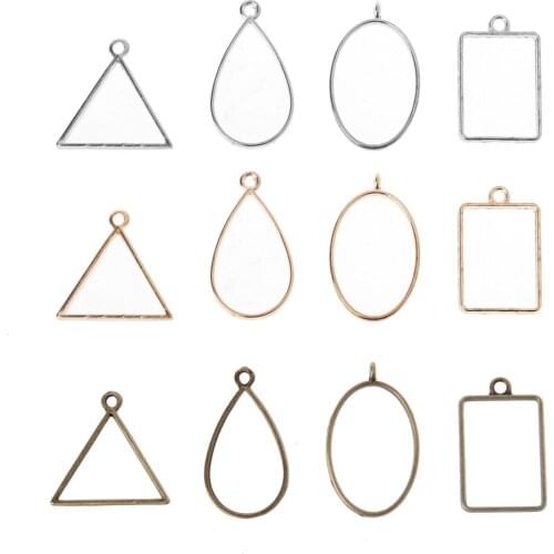 10Pcs Geometric Hollow Square Pressed Flower Frame Pendant Resin Jewelry Making