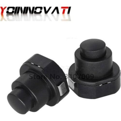 10pcs KAN-10A DC 30V 1A Round 2Pin Black Mini Push Button Switch for Electric Torch 2P On-Off Flashlight Switchs
