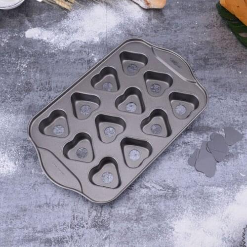 Heart Shaped 12 Cups Mini Cheesecake Pan Nonstick Carbon Steel Cake Mold Mould Drop Bottom Pudding Molds