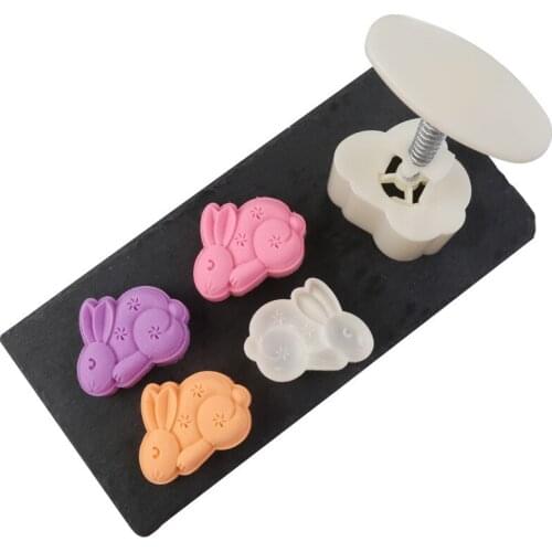 2-3Pcs/Set Mooncake Barrel Mold 50g Rabbit Fukubukuro Crab 3D Stamp Hand Press Moon Cake Pastry Mould Home DIY Bakeware Tools