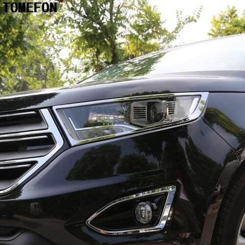 2PCS For Ford Edge 2015 ABS Chrome Front Up Head Light Lamp Cover Trim Front Lamp Hoods Frame Car Covers Auto Accessories