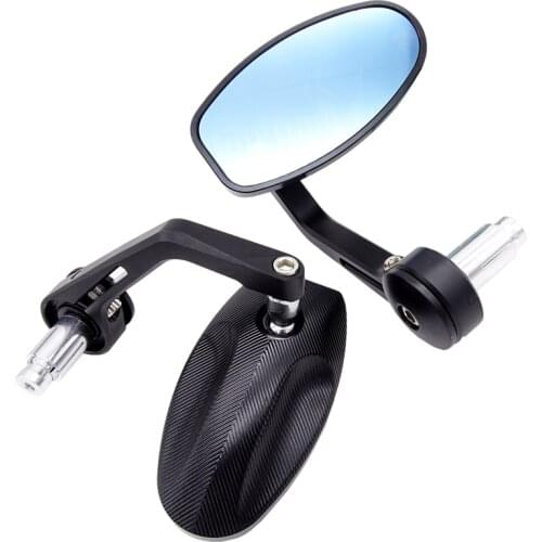 2 Pcs Motorcycle Universal 7/8" Aluminum Alloy Handlebar Rearview Mirrors Blue Glass Side Mirror For Yamaha Honda Ducati Triumph