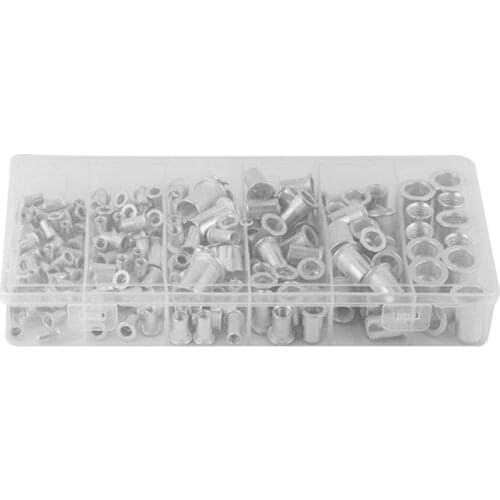 200Pcs M3 M4 M5 M6 M8 M10 Rivet Nut Carbon Steel Flat Head Thread Insert Nut Rivet Cap Set Thread Insert Nut Kit