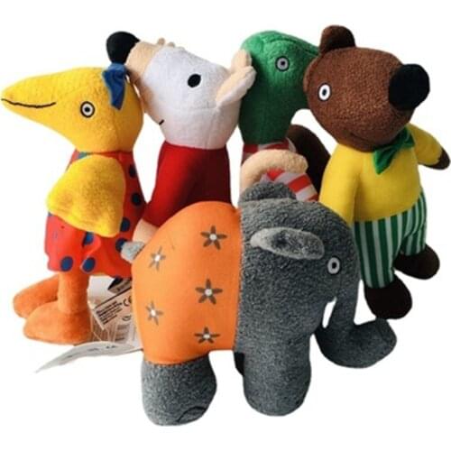 25CM Cute cartoon Maisy mouse Bobo and friends crocodile elephant squirrel little yellow bird plush toy