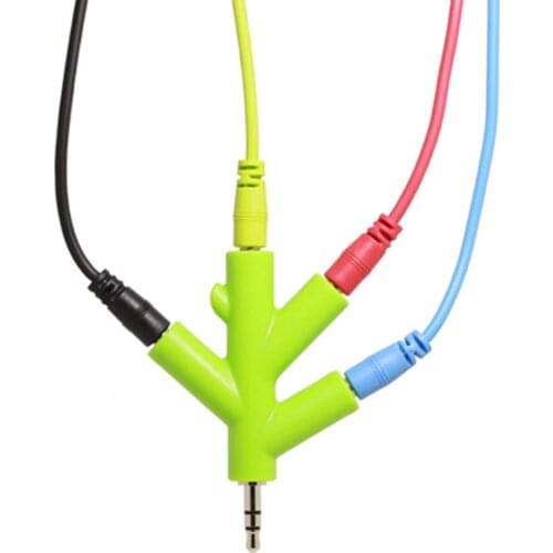 1 in 4 Headphone Aux Splitter Music Share Device 3.5mm Jack Stereo Audio Adapter Male to Earphone 3.5HUB 4 Way Port Converter