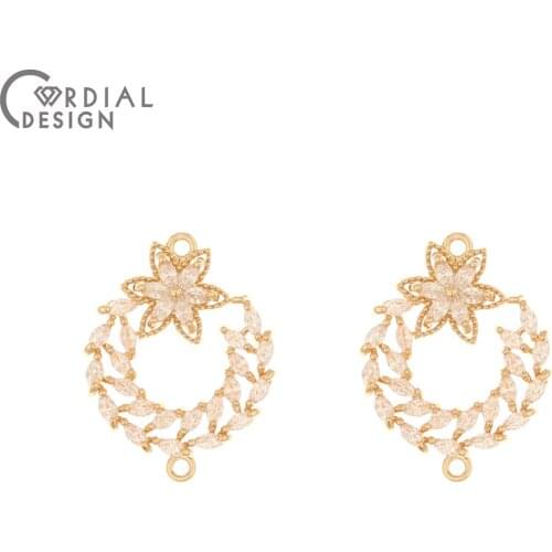 Cordial Design 20Pcs 17*22MM Jewelry Accessories/Hand Made/Flower Shape/DIY Jewelry Making/CZ Charms/Earring Findings/Connectors