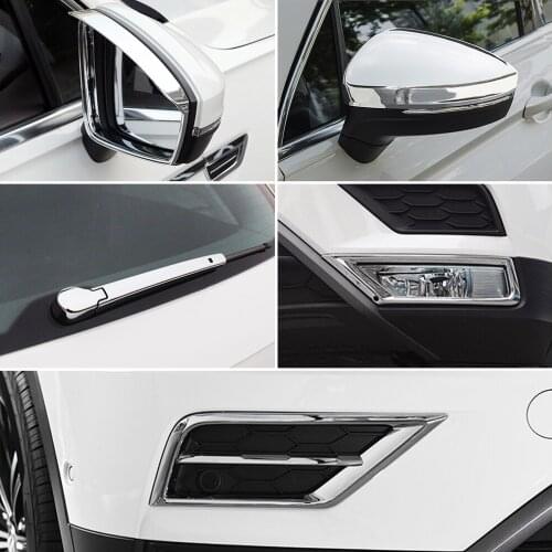 For Volkswagen VW Tiguan MK2 2017-2019 Chrome Side Mirror Rear Window Wiper Fog Light Cover Car Exterior Trim Protector Sticker
