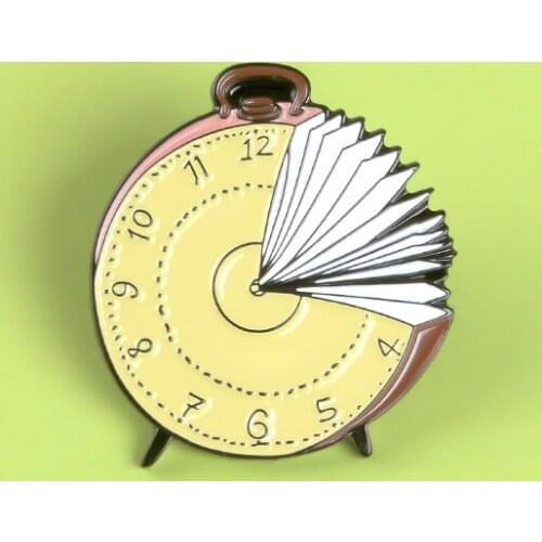 Reading Time Alarm Clock Book Pin Read More Reader Bookworm Brooch Enamel Badge Lapel Pins Enamel Brooches Pin For Bibliophile