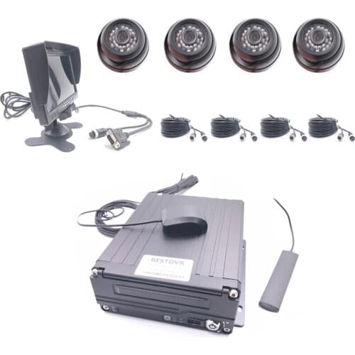 HD hard disk bus monitoring set passenger driver 4 channel ahd1080p with camera suit monitor cables airport bus night vision set