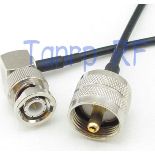 50CM Pigtail coaxial jumper cable RG174 extension cord 20in BNC male plug right angle to UHF male plug RF connector adapter