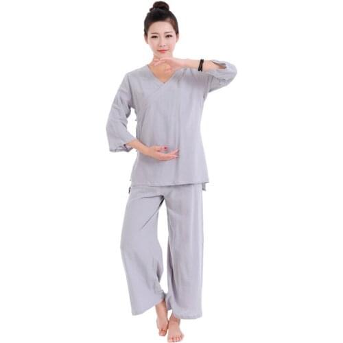 Summer Cotton&linen martial arts clothing sets buddhism zen monk suits lay meditation uniforms Ensembles d'arts martiaux