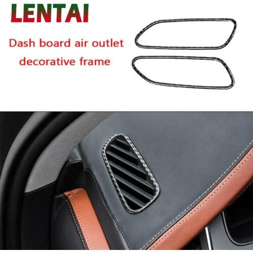 LENTAI Auto Car Styling Carbon Fiber Interior Dashboard Air Out Decorative Frame Cover Sticker For Audi Q7 2016 2017 Accessories