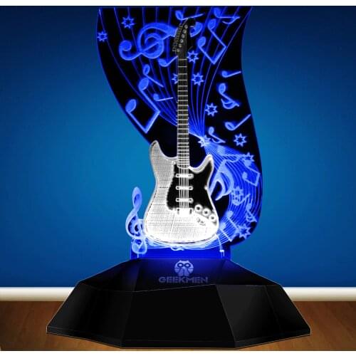Music Note Lighting Art Music Instrument Guitar 3D Line Lamp LED Decorative Desk Lamp Guitarist Music Room Night Decor