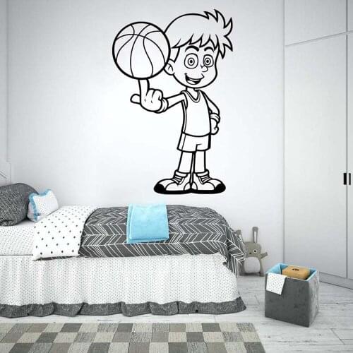 Cartoon Basketball Wall decal Teamplay Sport Ball game Basketball Sport Wall Sticker Nursery Kids Room Decor Vinyl Decal B241