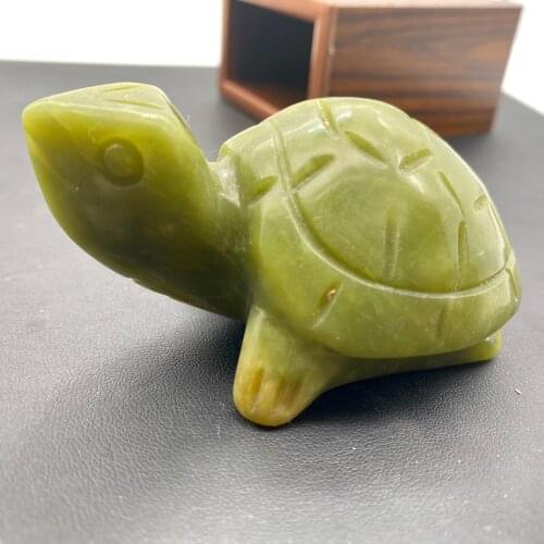 Natural Stone Jade Crystal Handmade Carved Tortoise Green Turtle Gifts and Home Decoration