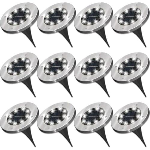 12 PCS Path Lights 8 LED Solar Ground Lights Garden Lights Outdoor Waterproof Buried Light Path Way Garden Decking Underground