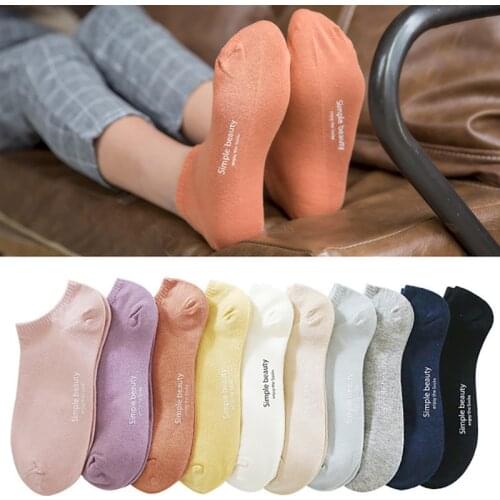 Womens Summer Invisible Thin Ankle Short Socks Cotton Candy Solid Color Fashion Casual Cute Breathable Boat Socks 5Pairs/Lot