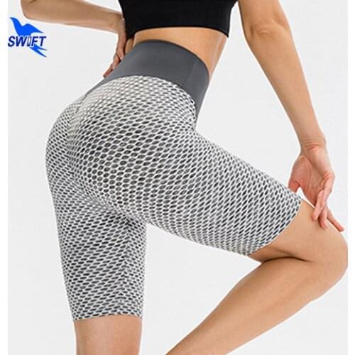NEW High Waist Push Up Lifting Running Tights Female Breathable Honeycomb Yoga Shorts Quick Dry Workout Gym Fitness Short Pants