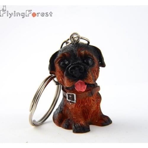 Fashion handbag charms Resin rottweiler Keychain dogs Key Chain Keychain on bag gifts for Pet Lovers Keychain car chains for men